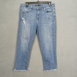 Just Black Jeans Womens 30P Blue Denim Cotton Distressed Straight Leg Raw Hem